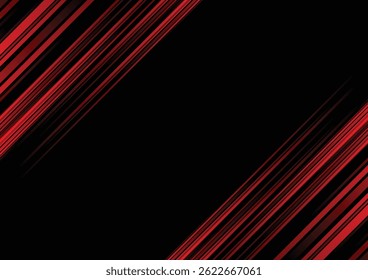 Abstract red line and black background for business card, cover, banner, flyer. Vector illustration