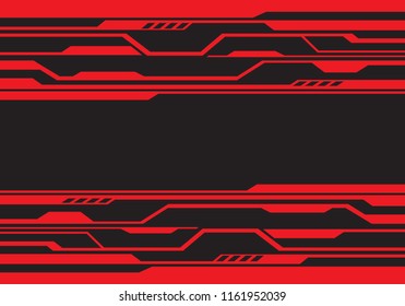 Abstract red line circuit  futuristic technology on black design modern background vector illustration.