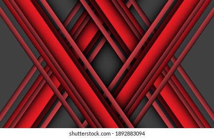 Resumen de la superposición de la cruz de línea roja en el diseño gris ilustración moderna del vector de fondo futurista.