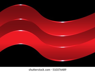 Abstract red line curve on black design background vector illustration.