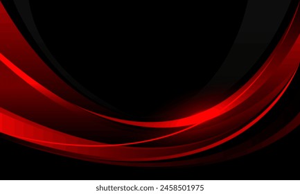 Abstract red line curve overlap geometric on black blank space design modern luxury creative vector illustration.
