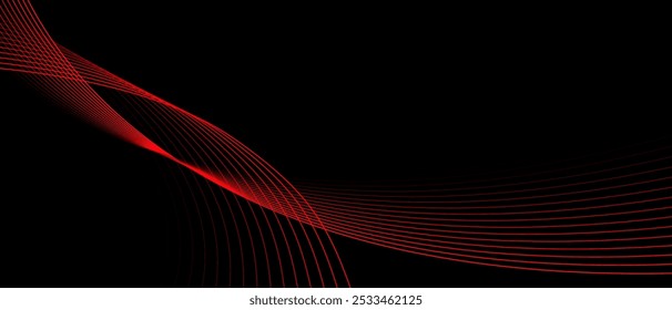 Abstract red line curve overlap on black design modern futuristic technology vector illustration.
