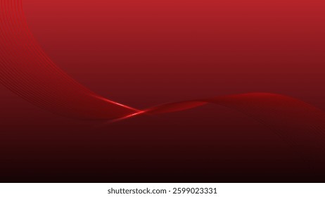 Abstract red line elements with glowing light effect on background. Red line wave.