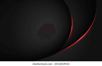 Abstract red line light curve black shadow on dark grey geometric with blank space design modern luxury background vector illustration,