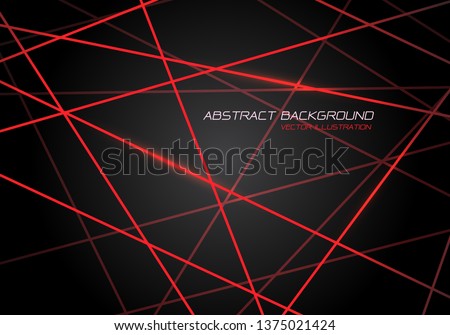Abstract red line light laser cross overlap on dark grey design modern technology futuristic background vector illustration.