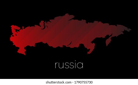 Abstract red line map of the russia. Abstract background of red gradient lines. Geometric line map russia. Geometric red line background