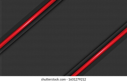 Abstract red line metallic slash on grey circle mesh pattern with blank space design modern futuristic background vector illustration.