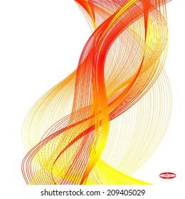 abstract red line orange wave yellow band on white background vector