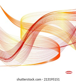 abstract red line orange wave yellow band on white background vector