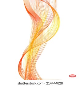 abstract red line orange wave yellow band on white background. vector illustration