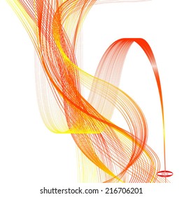 abstract red line orange wave yellow band on white background vector