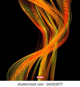 abstract red line orange wave yellow band on black background vector