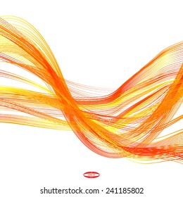 abstract red line orange wave yellow band on white background vector
