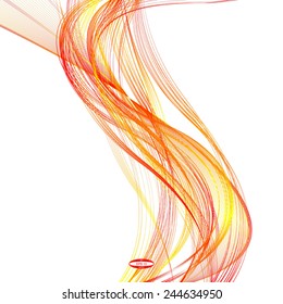 abstract red line orange wave yellow band on white background vector