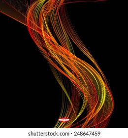 abstract red line orange wave yellow band on black background vector