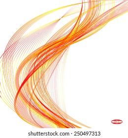 abstract red line orange wave yellow band on white background vector