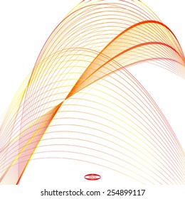 abstract red line orange wave yellow band on white background vector