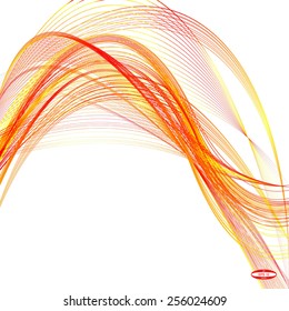 abstract red line orange wave yellow band on white background vector