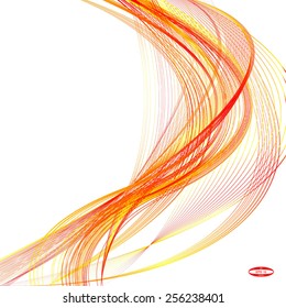 abstract red line orange wave yellow band on white background vector