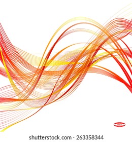 abstract red line orange wave yellow band on white background vector