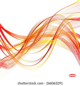 abstract red line orange wave yellow band isolated on white background vector