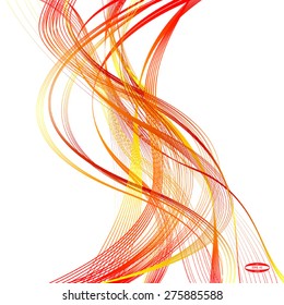 abstract red line orange wave yellow band isolated on white background. vector illustration