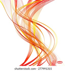 abstract red line orange wave yellow band isolated on white background vector