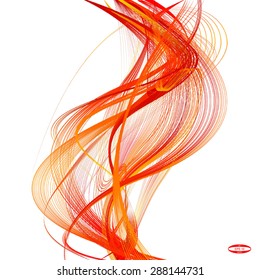 abstract red line with orange wave with yellow band isolated on white background. vector illustration