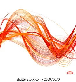 abstract red line with orange wave with yellow band isolated on white background. vector illustration