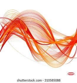 abstract red line with orange wave with yellow band isolated on white background. vector illustration
