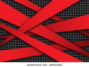 Abstract red line overlap on gray circle mesh pattern design modern creative background vector illustration.