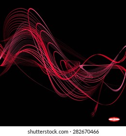 abstract red line raspberry wave purple band isolated on black background. vector illustration