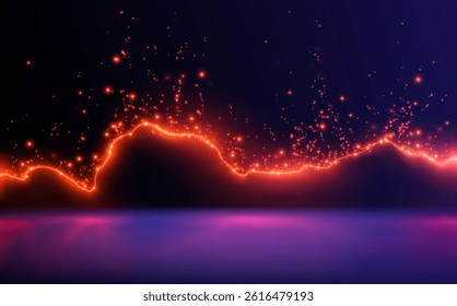Abstract red line with sparks