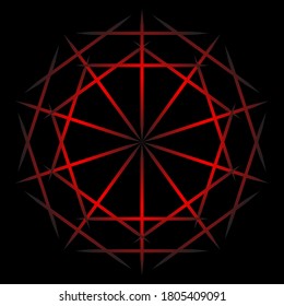 abstract red line spirograph on black background. Spirograph decorative element for design. Ethnic ornament. Line spirograph.