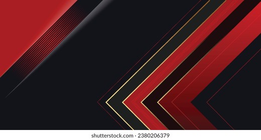 Abstract red line vector banner. Overlap layers on black background with free space for your design. Modern headers. vector illustration