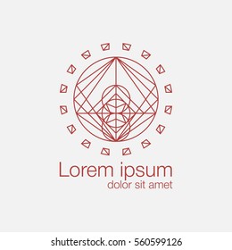 Abstract red lined logo for business on grey background