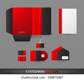 Abstract Red Lined Stationery design set in vector format