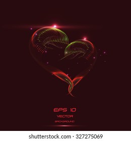 Abstract red  lines background and neon light, vector