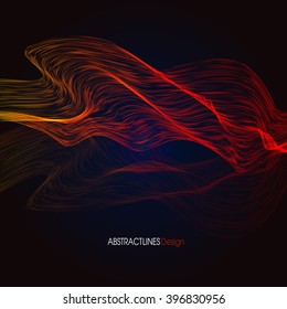 Abstract red Lines Design. Black background