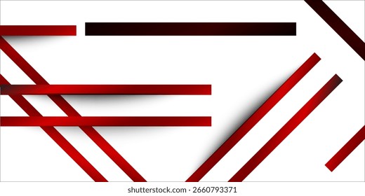 Abstract Red Lines Geometric Design With Dynamic Elements on White Background vector eps10