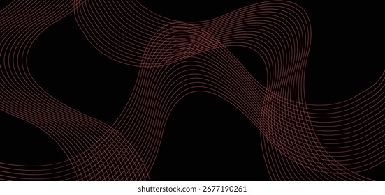 Líneas rojas Abstractas sobre fondo negro Vector de patrón de onda dinámica