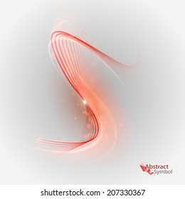Abstract red lines on the gray background. Vector elements.