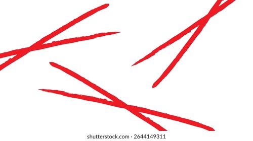 Abstract Red Lines on White Background: Minimalist Design with Brushstroke Effect for Artistic Visuals and Modern Graphic Elements in Contemporary Compositions