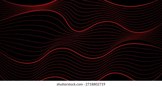 Abstractas líneas rojas brillan sobre el fondo oscuro.