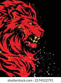 Abstract red lion artwork illustration