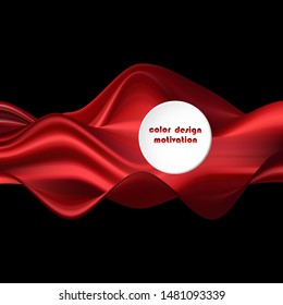 Abstract red liquid horizontal waves on a black background. Idea for your design.