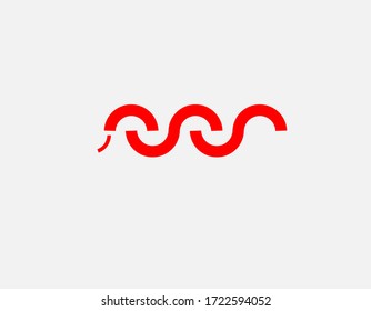 Abstract Red Logo Icon Snake From The Geometric Elements Of The Semicircles.