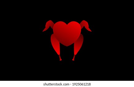abstract red love with chicken meat logo design vector icon symbol illustration