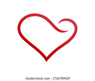 abstract red love heart  vector illustration, logo design template.