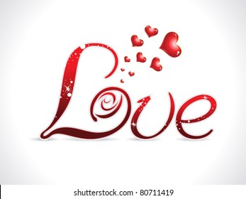 abstract red love text design vector illustration